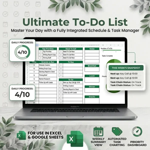 Ultimate Daily To-Do List Spreadsheet